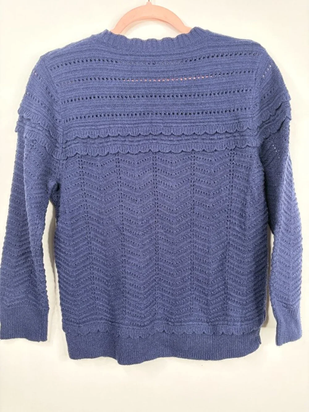 2/$30 J. Crew Crewneck Scalloped Pointelle Sweater Periwinkle Blue Medium #A2878